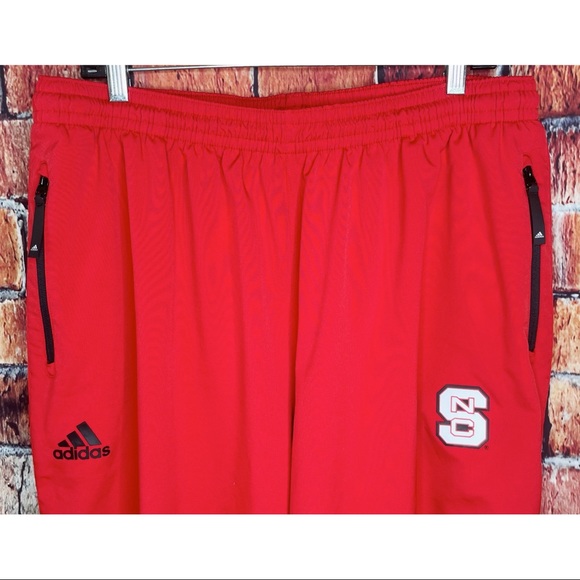 North Carolina State Wolfpack Adidas Climalite Men XL Red Wind Sweat Track Pants - Picture 2 of 4